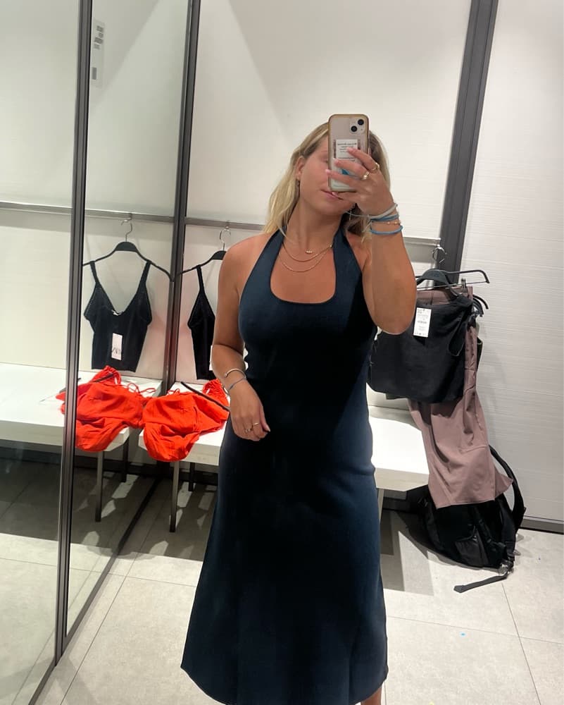 Navy Blue Halter Dress - Image 5