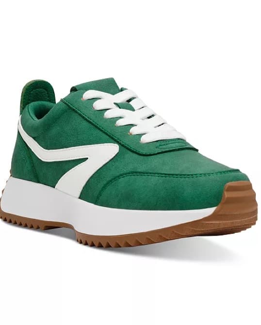 Dolve Vita Retro Green Suede Sneakers - Image 1