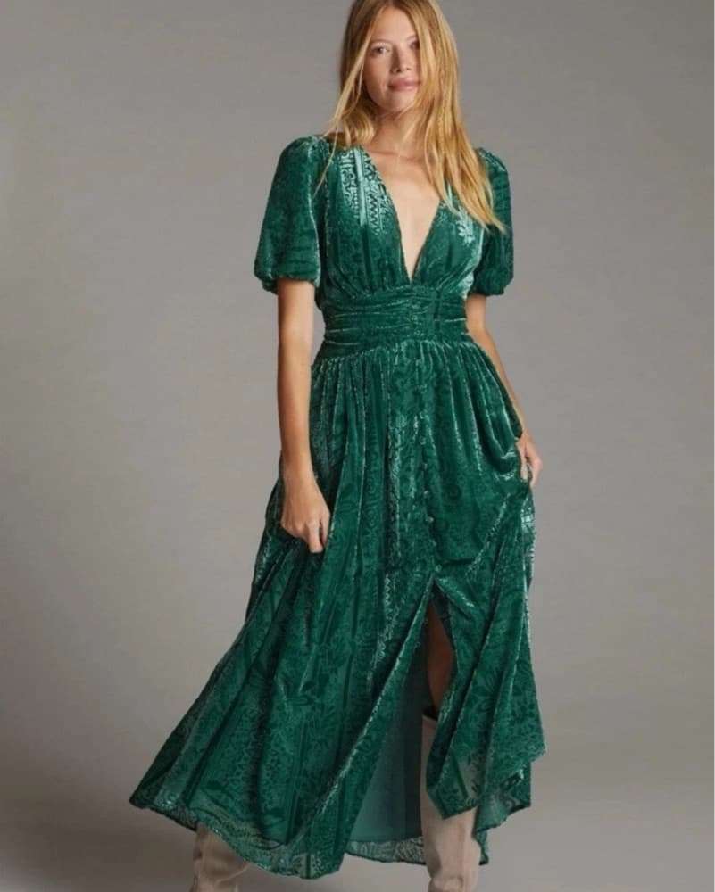 Anthropologie Puff Sleeve Burnout Dress - Image 1