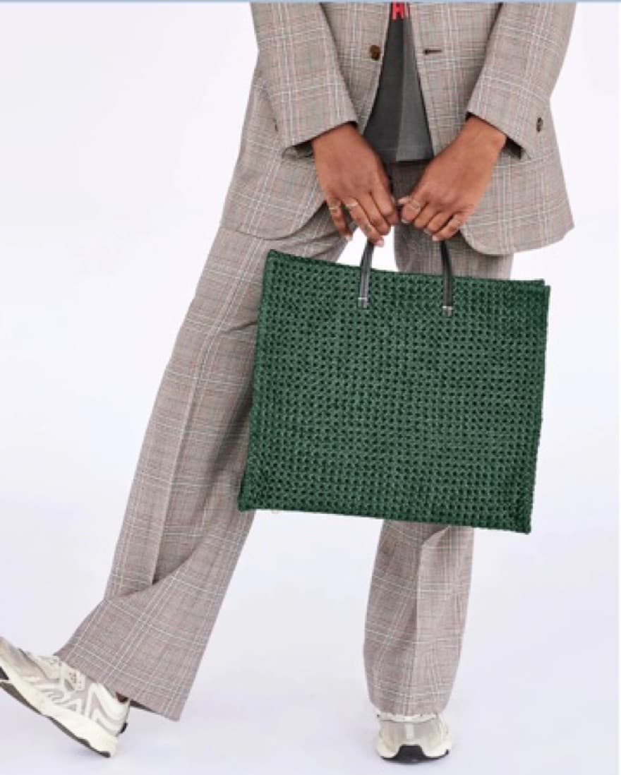 Clare V. Simple Tote in Evergreen Rattan - Image 4