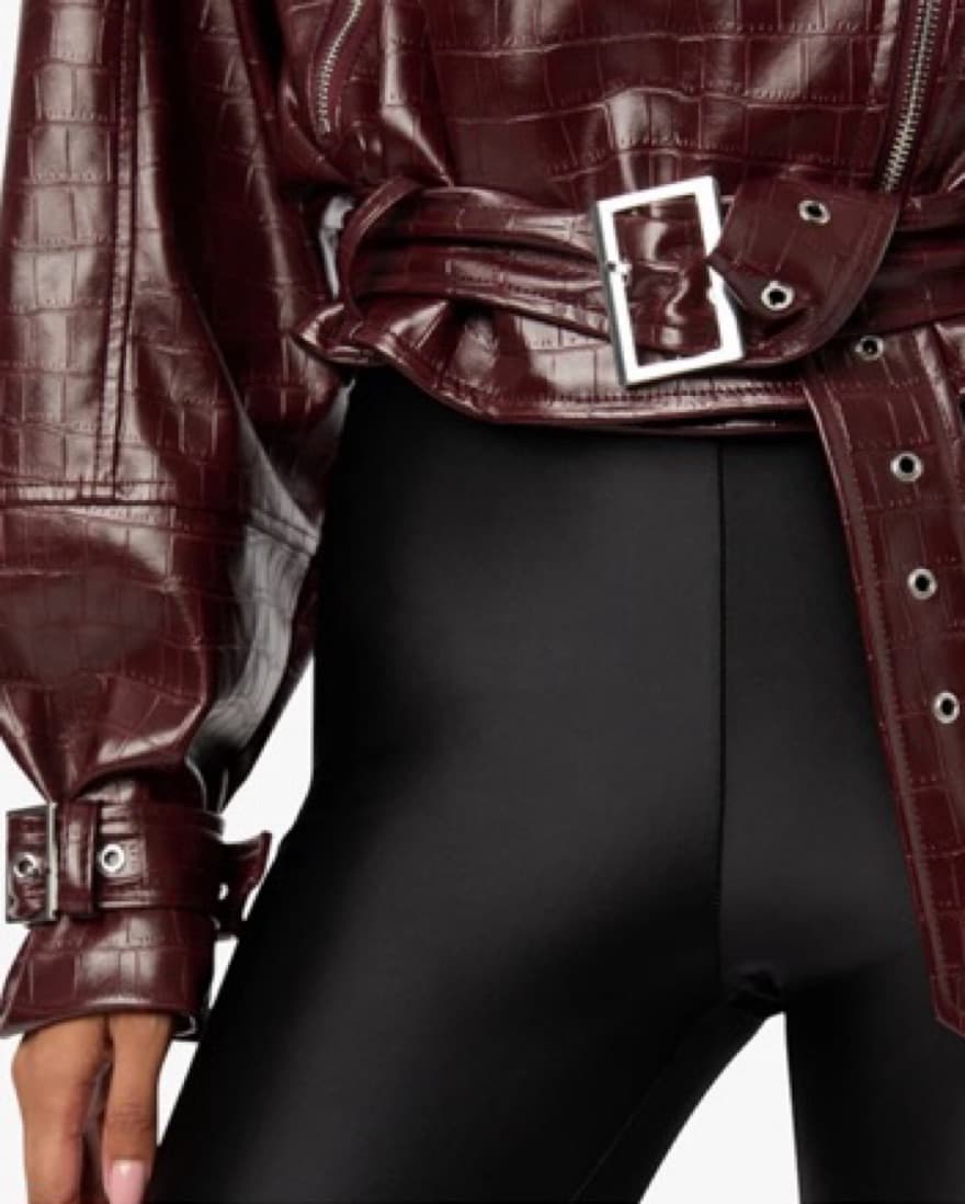 WeWoreWhat Burguny Croc Moto Jacket - Image 2