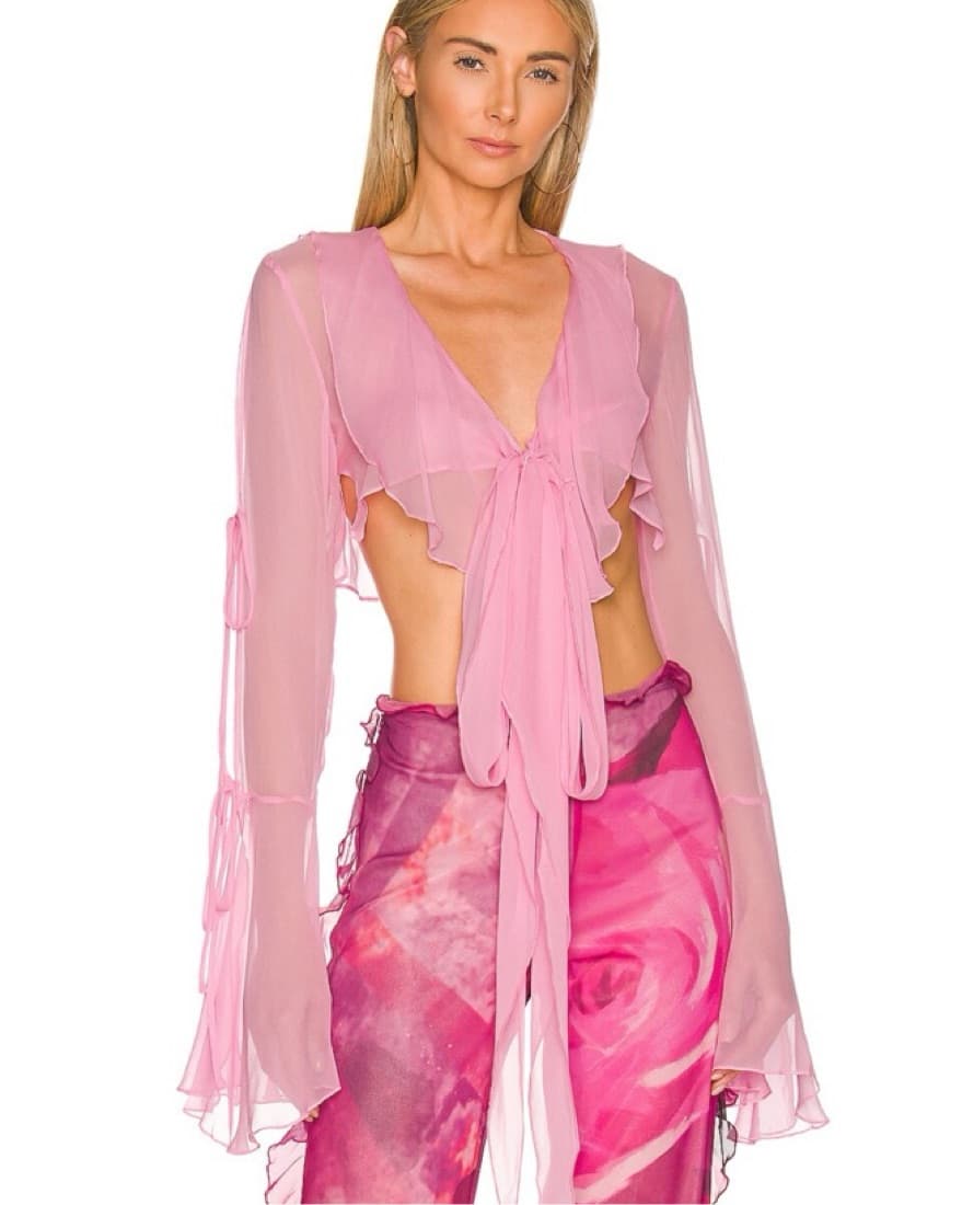 Kim Shui Chiffon Top in Baby Pink - Image 1