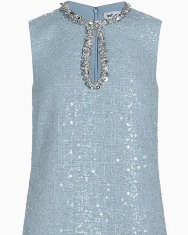 Self Portrait Blue Sequin Boucle Mini - Image 2