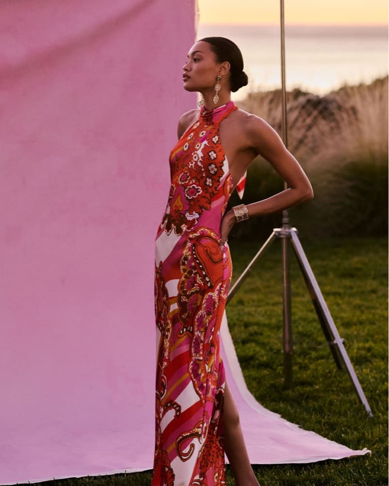 Tatiana Printed Silk Halter Gown - Image 6