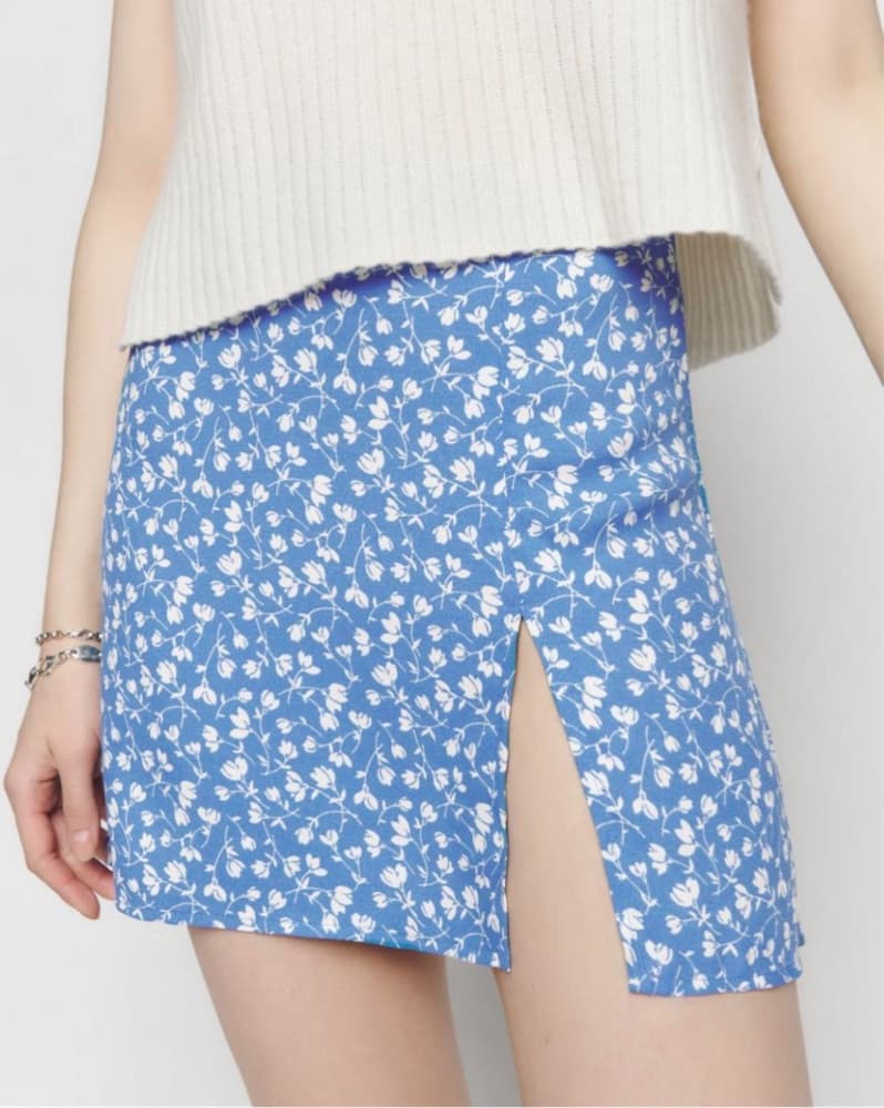 Reformation Margot Floral Blue skirt  - Image 1