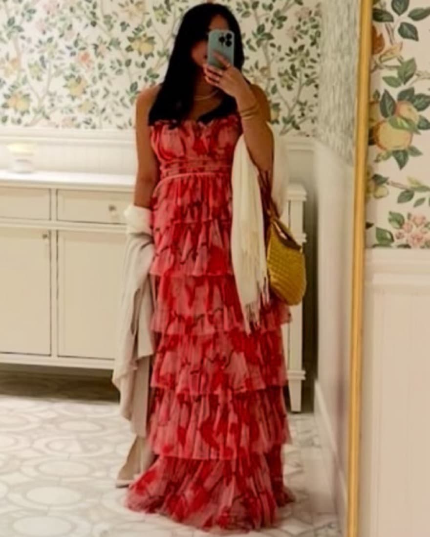 HutchStrapless Ruffle Tiered Plissé Gown - Image 6