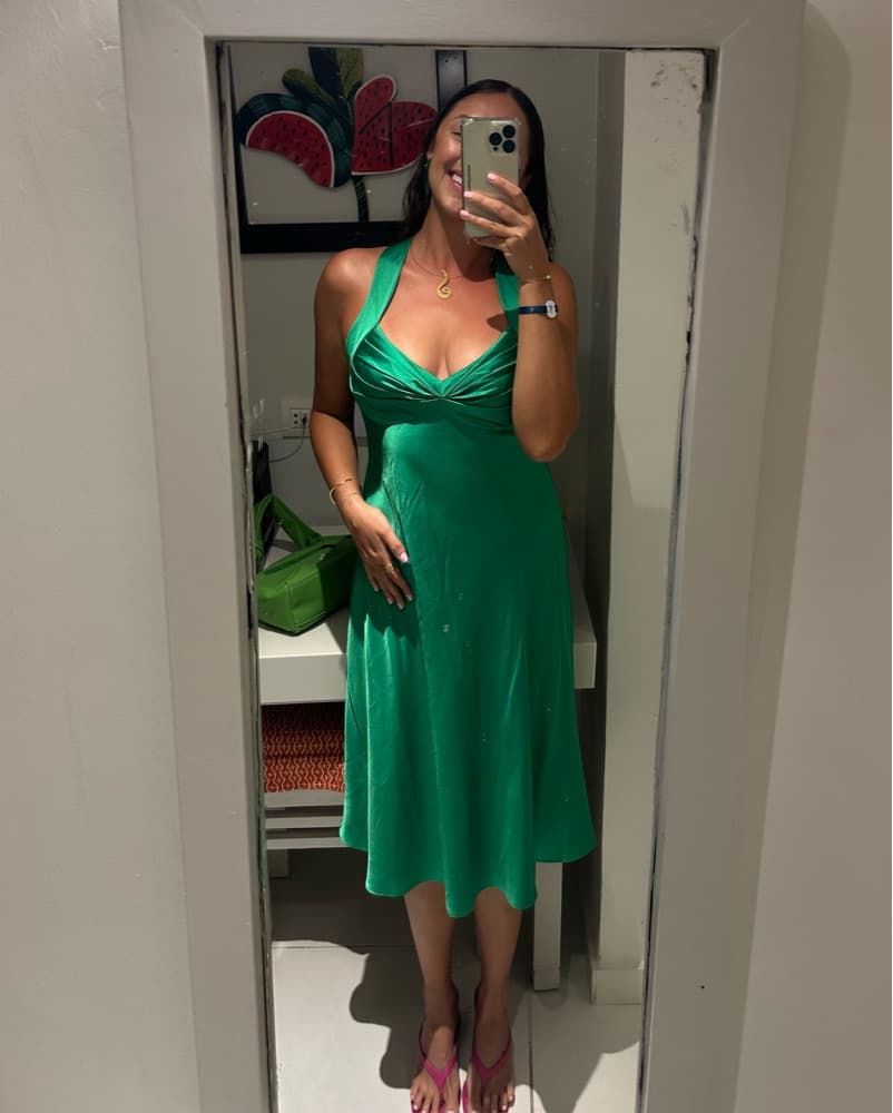 Calvin Klein Green Silk Dress - Image 1