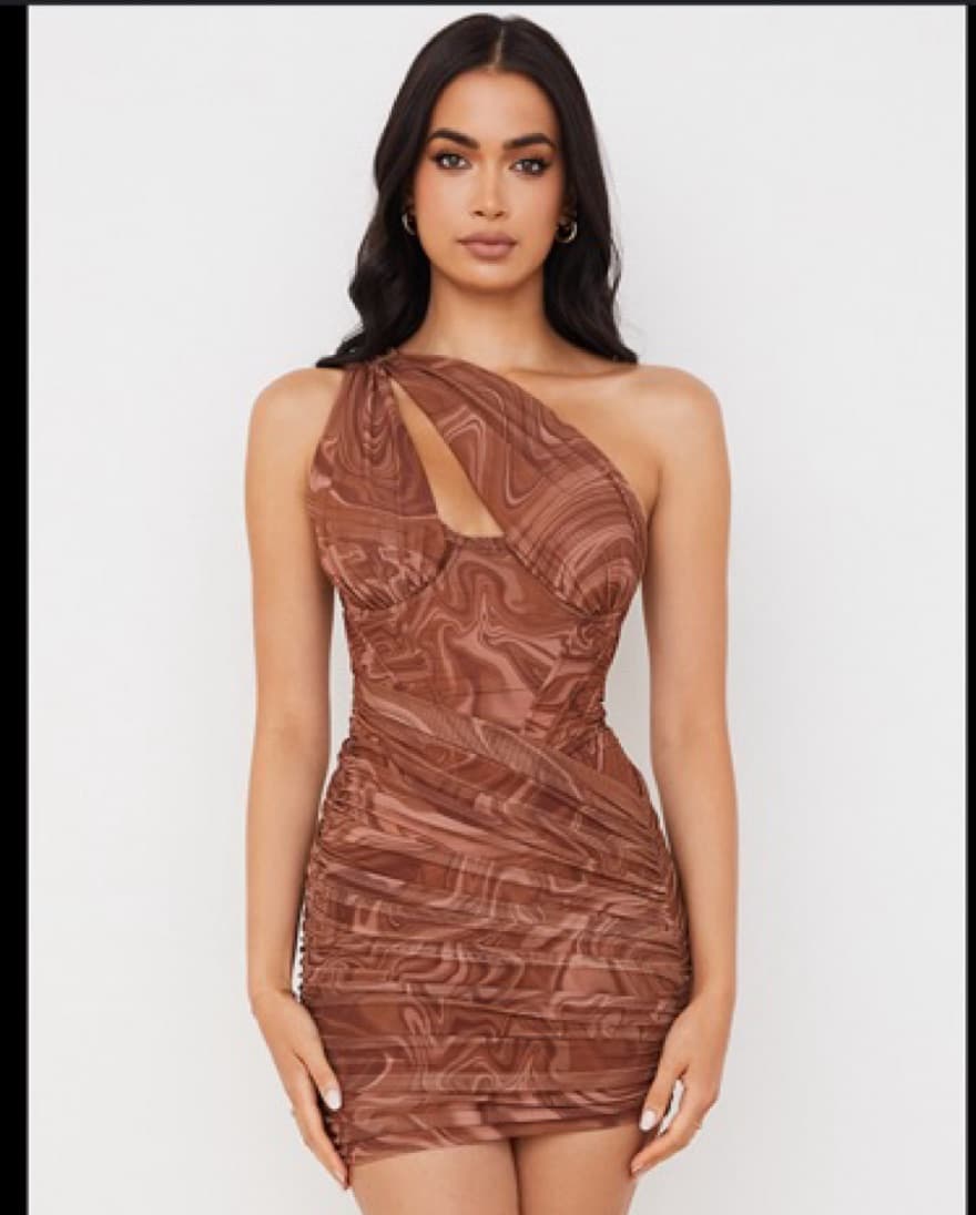 House Of CB Brown One Shoulder Dress - Image 1