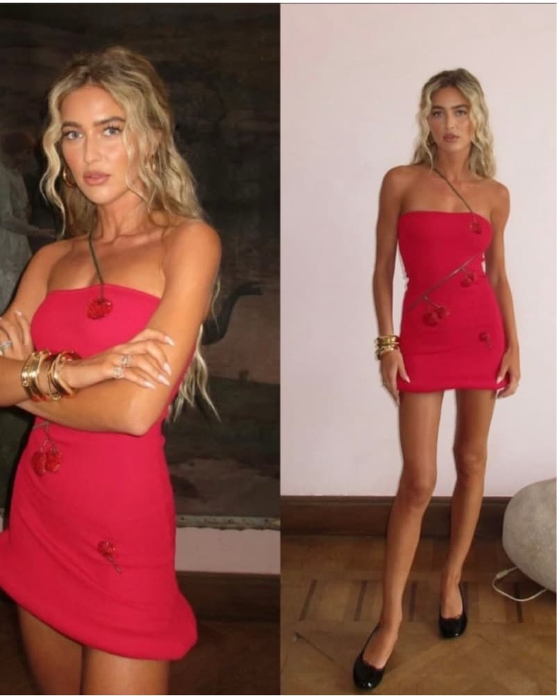Leslie Amon tube Mini Cherry Dress Red - Image 3