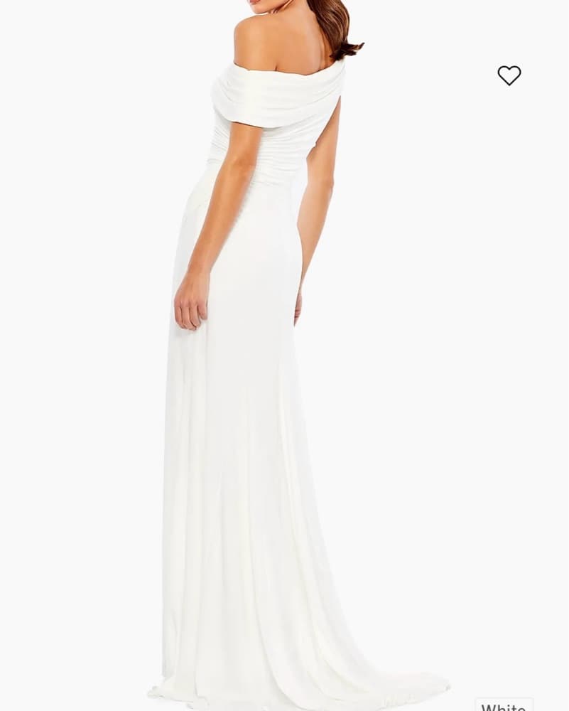 One-Shoulder White Bridesmaid Dress - Image 3