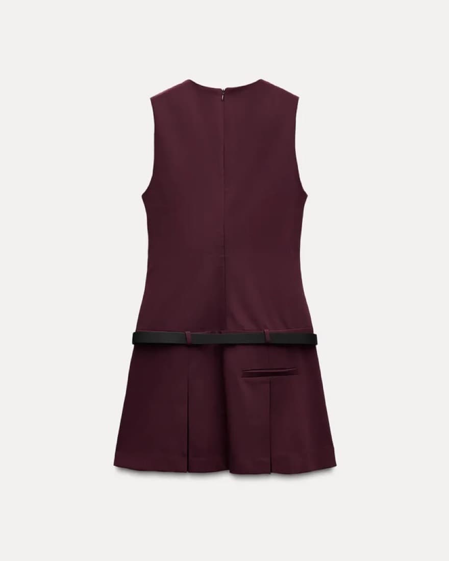 Belted Box Pleaded Dress - Image 2
