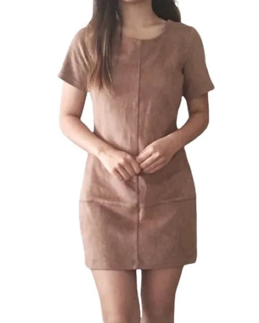 Chic Suede Bodycon Mini Dress - Image 1