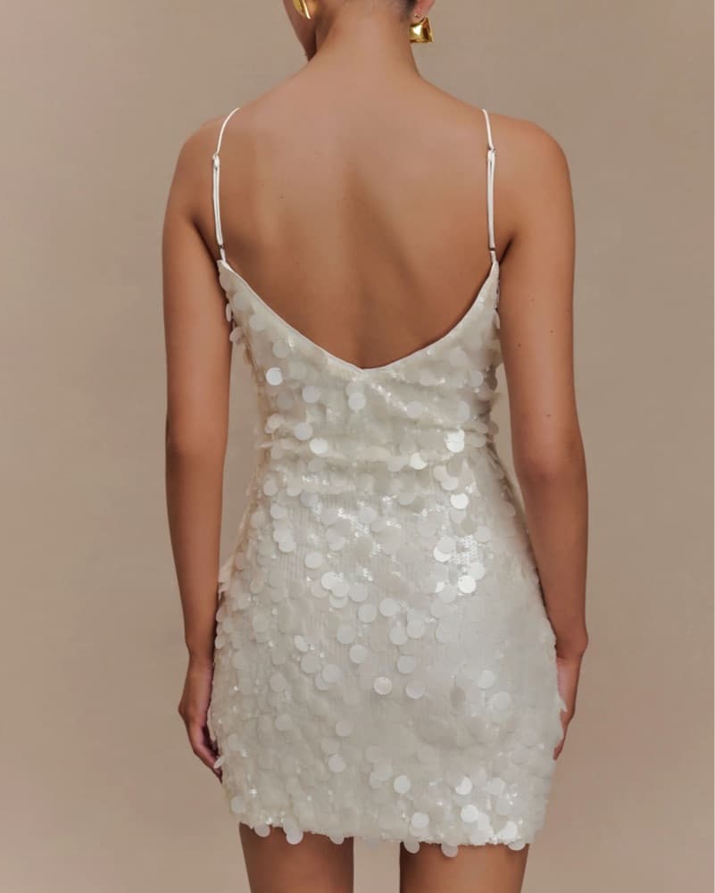 Glamorous White Sequin Mini Dress - Image 3