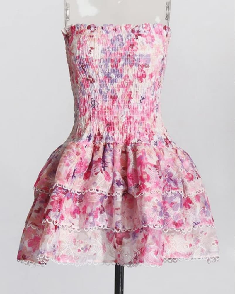 Reformation Floral Pleated Mini Dress - Image 1