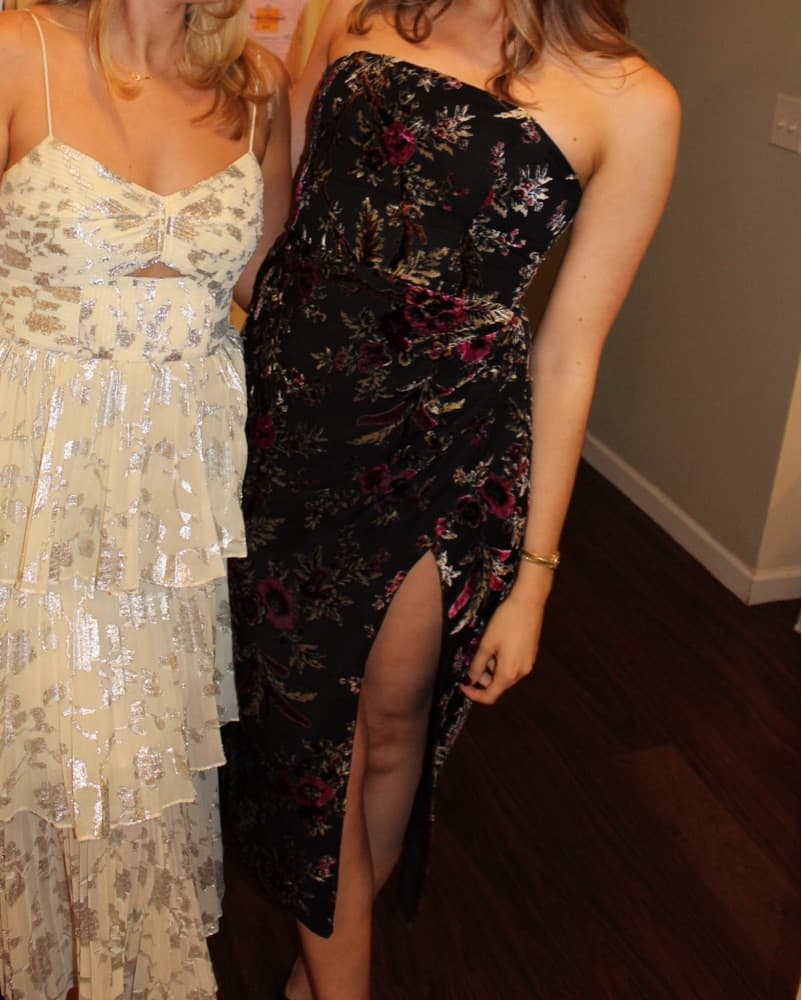 Strapless Velvet Floral Dress - Image 2