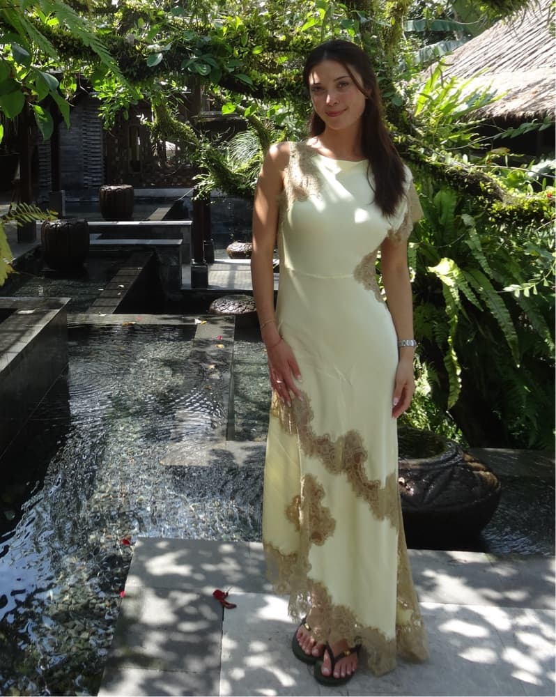 ALC Alessia Satin & Lace Dress in Canary - Image 2