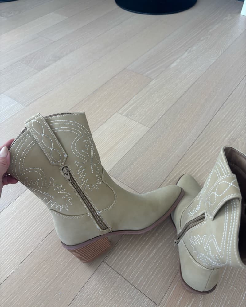 PLT Cowboy Boots Beige - Image 6