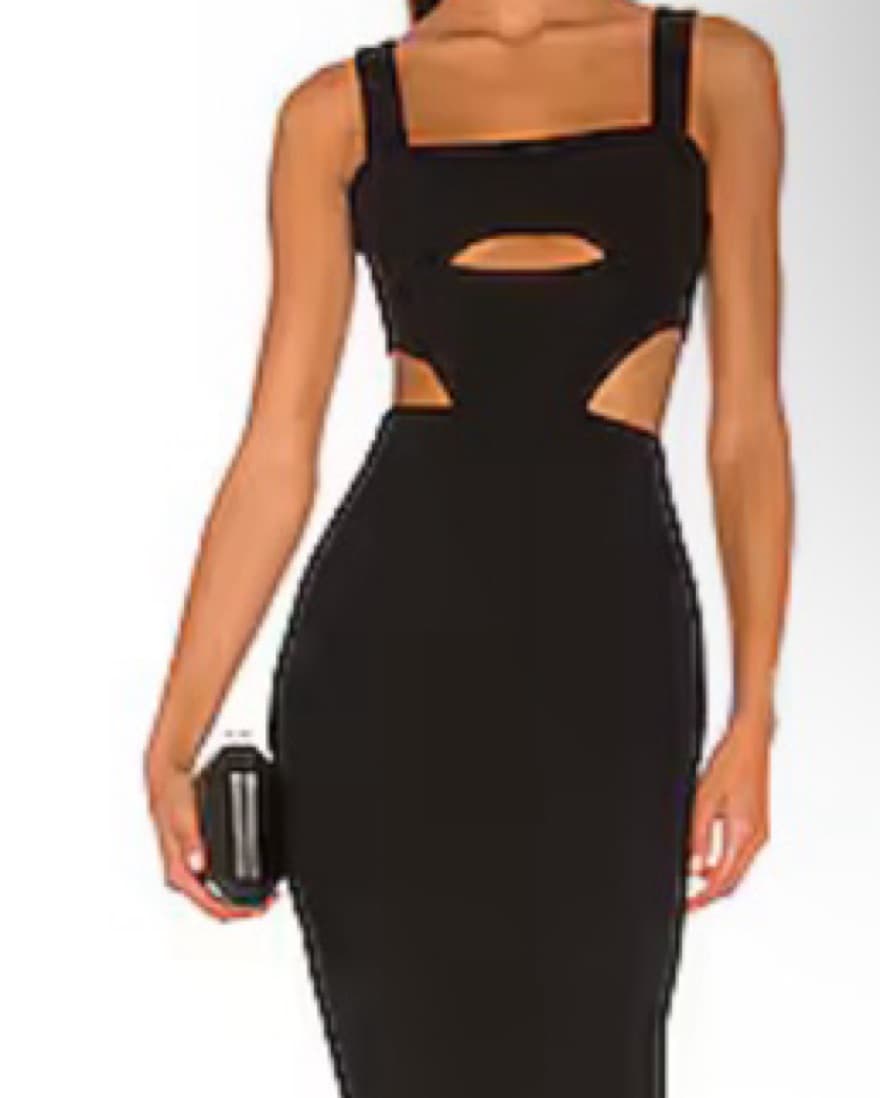 Black Midi Dress With Cutouts  - Image 1