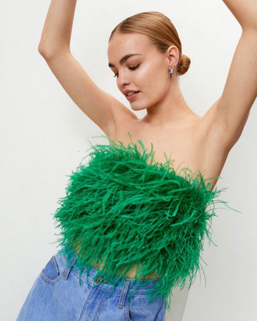 Feather Bandeau Corset Top  - Image 1