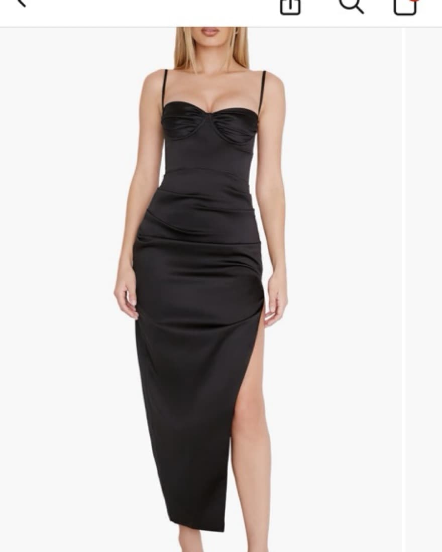 House Of Cb Pleated Satin Midi Dress - Image 1