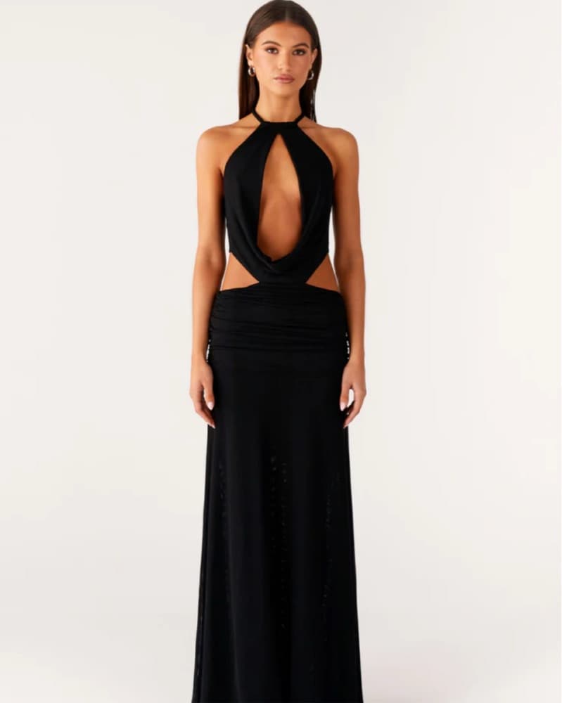 Black Long Cutout Dress Sexy - Image 3