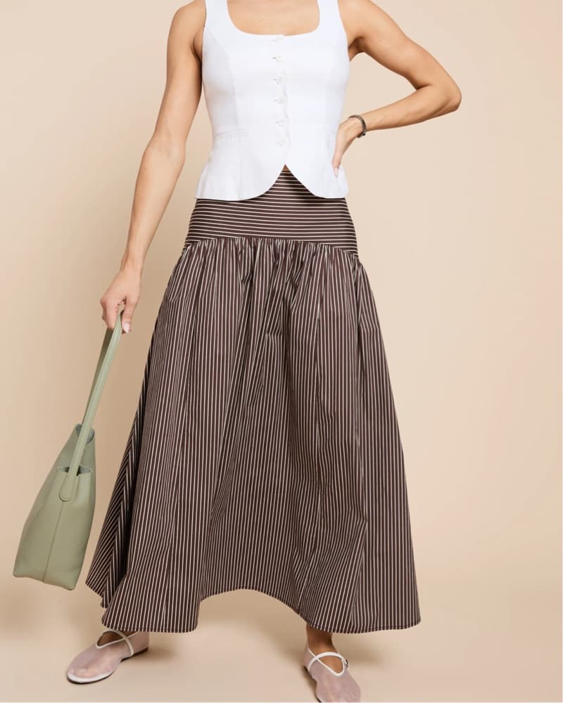 Brown And White Striped Maxi Skirt - Image 2