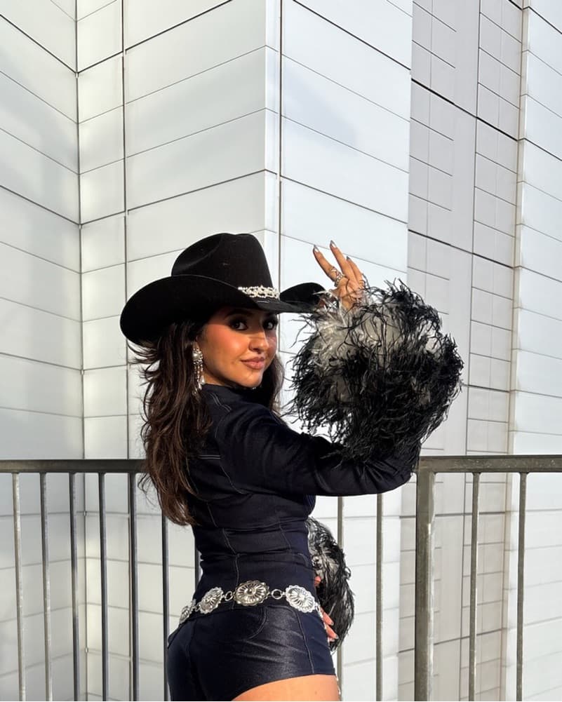 Coned Bra Ostrich Feather Denim Jacket  - Image 5