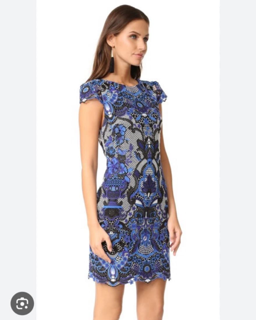 Alice + Olivia Black And Blue Lace Dress - Image 1