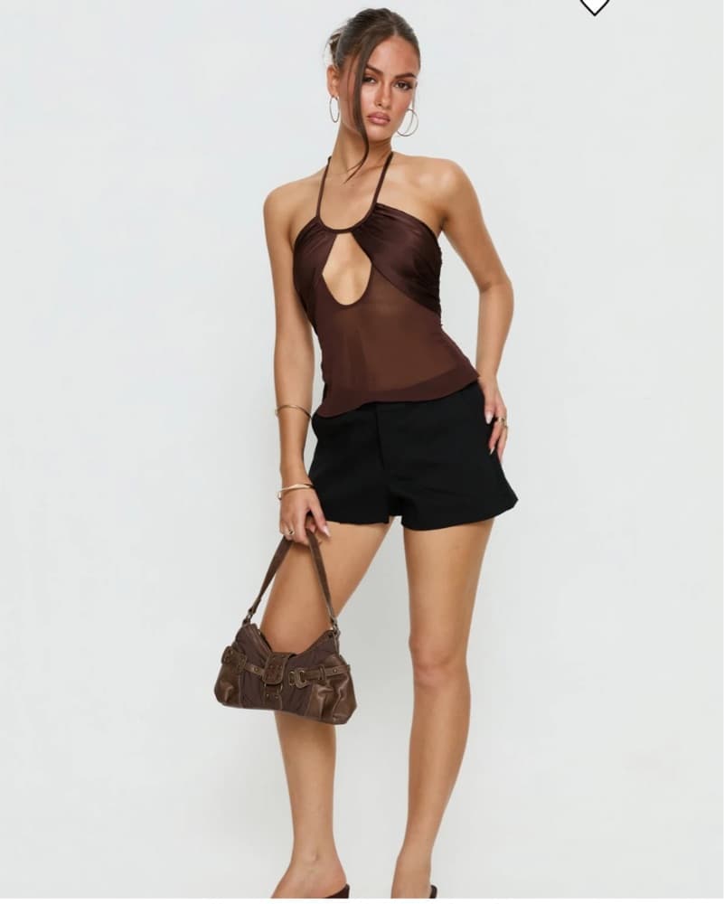 Brown Chiffon Halter Top - Image 3