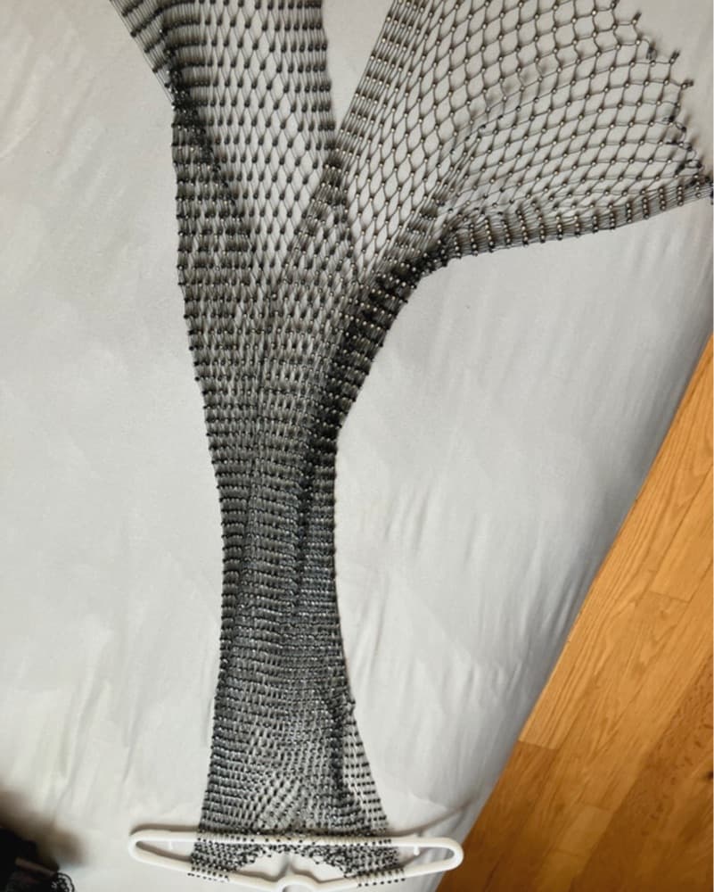 Glittering Beaded Lattice Dress Black  - Image 4