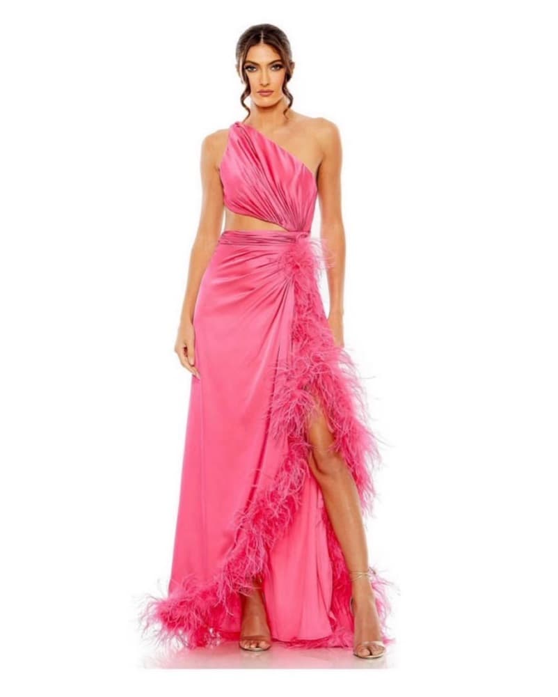 Mac Duggal - Pink Feather Dress  - Image 1