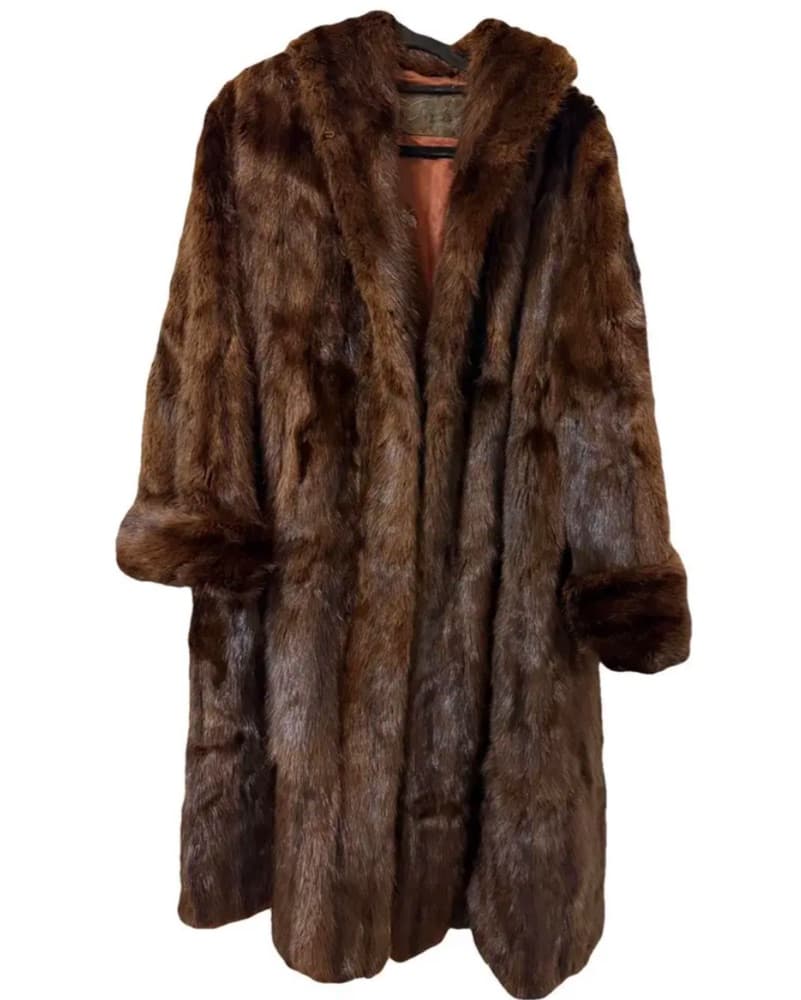 Brown Mink Hooded Fur Coat - Image 2