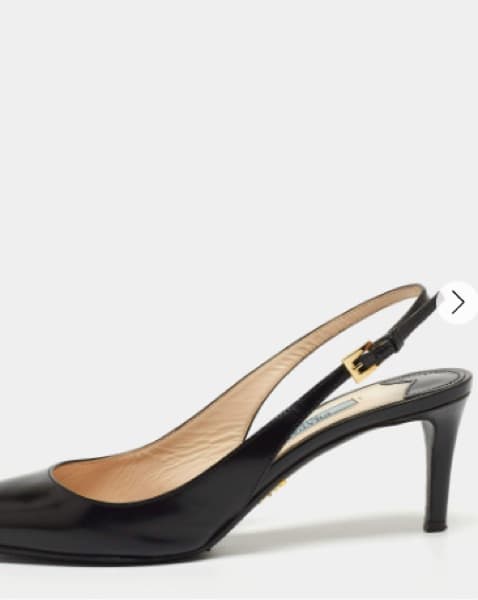 Prada Black Leather Pointed Slingback - Image 4