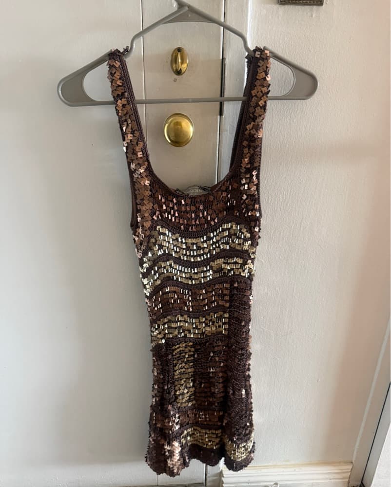 Brown Sequin Dress Vintage - Image 2
