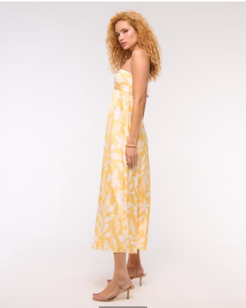 Vibrant Yellow Floral Midi Dress - Image 4