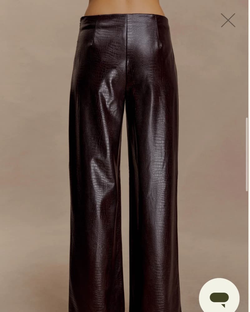 Meshki Croc Faux Leather Pants — Brown - Image 6