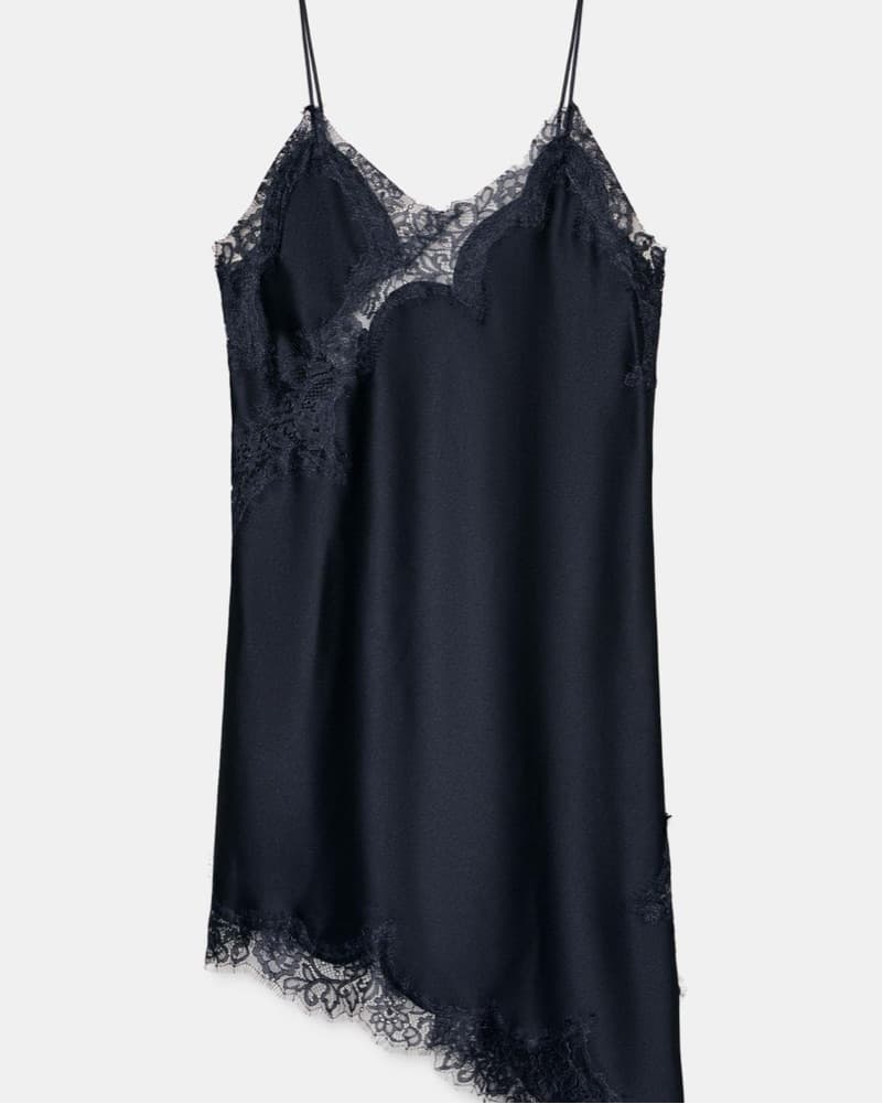 Navy Asymmetric lace dress - Image 1