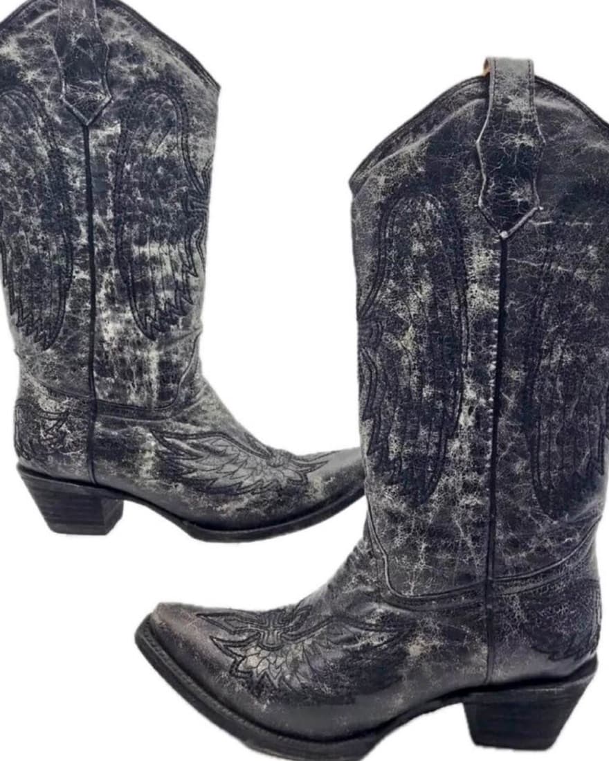 Grey Cowboy Boots Size 7 - Image 2