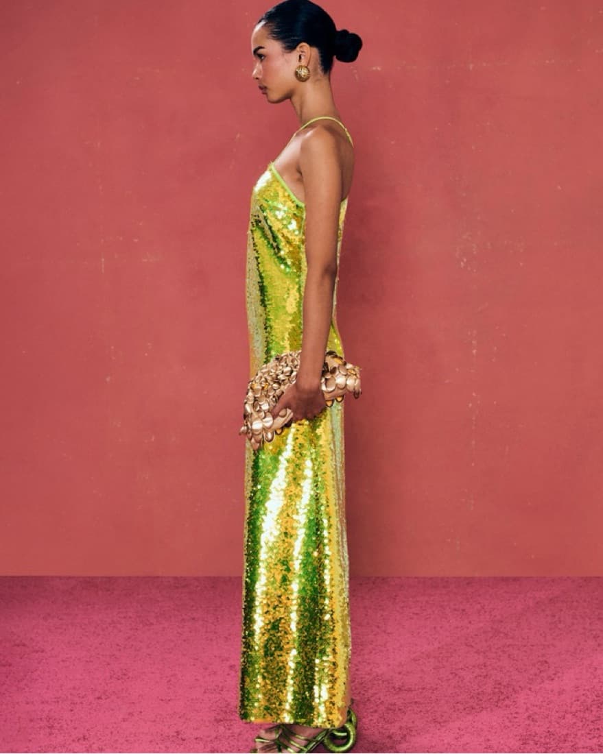 Cult Gaia Lily Neon Green Sequin Dress - Image 3