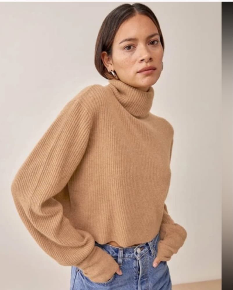 Reformation Louisa Camel Sweater Sz S - Image 2