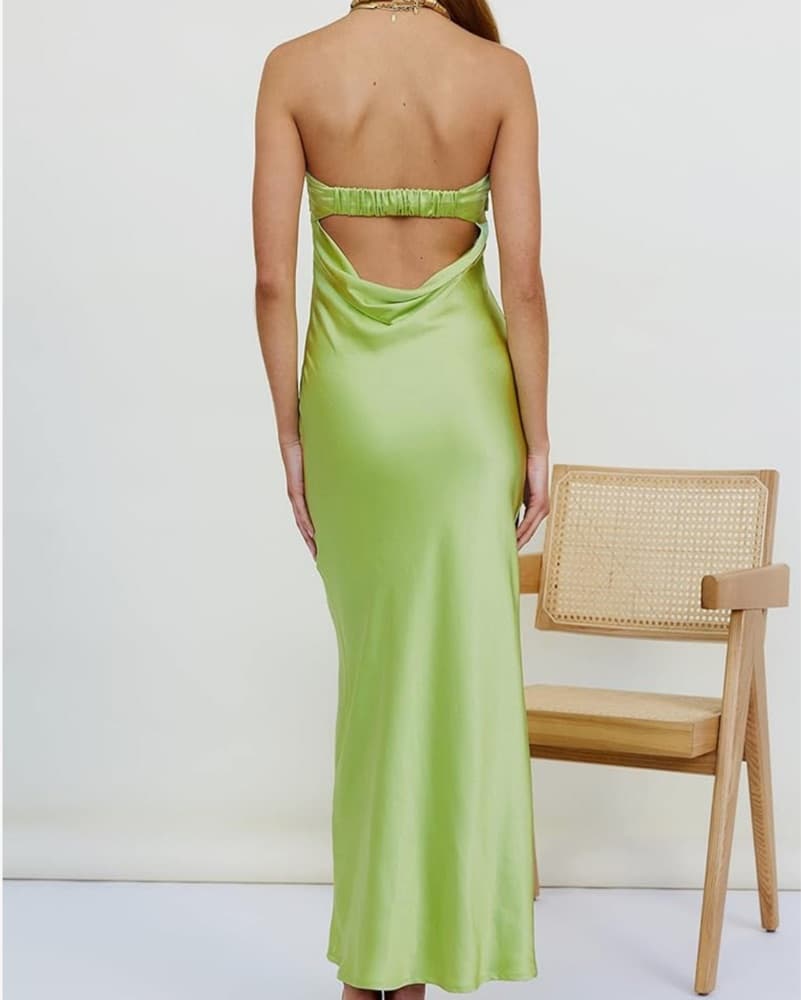 Light Green Slip Dress W/ Open Back  - Image 2