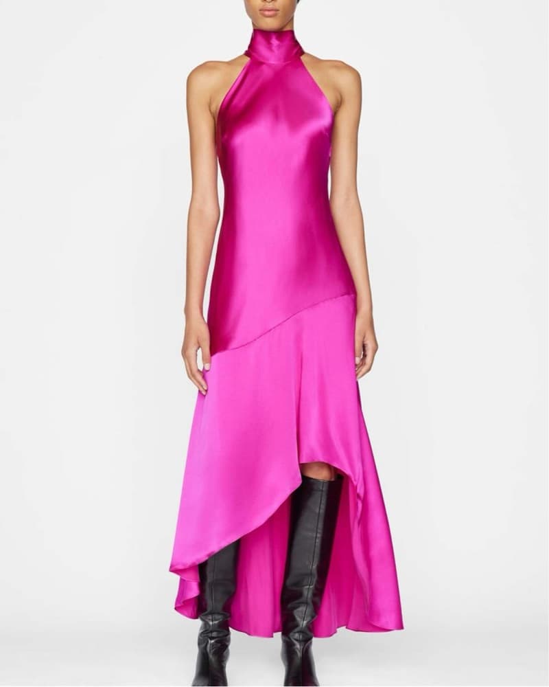 Bright Pink FRAME High Neck Midi Dress - Image 6