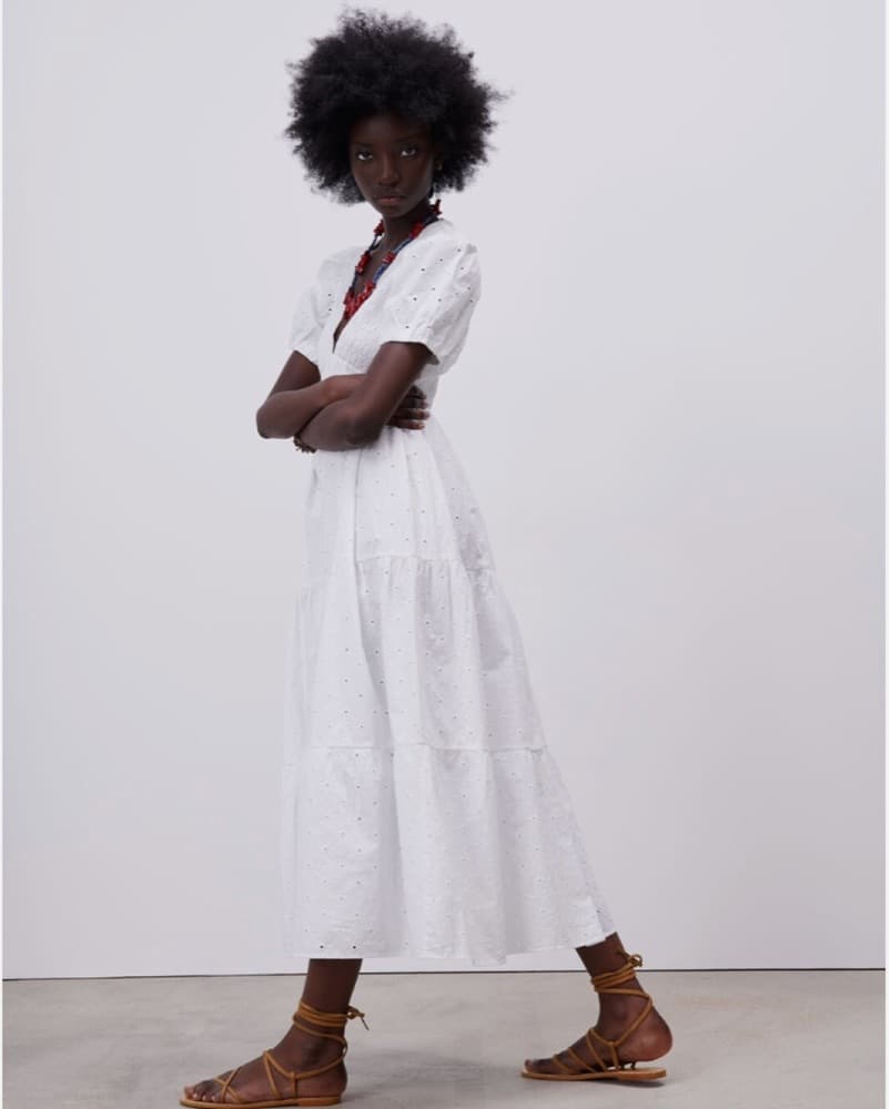 Zara White Eyelet Maxi Dress - Image 4