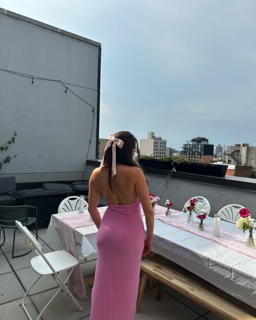 Norma Kamali Pink Halter Dress - Image 4