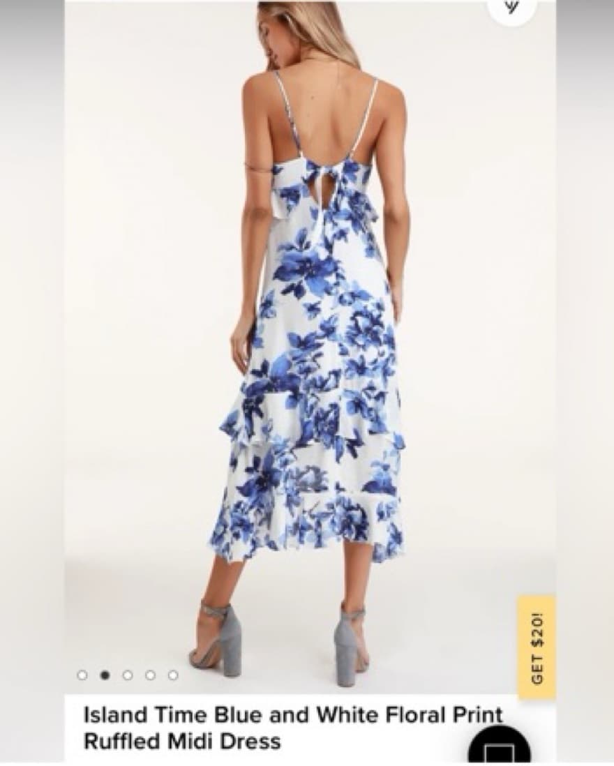 Lulus Blue and White Floral Midi Dress - Image 2