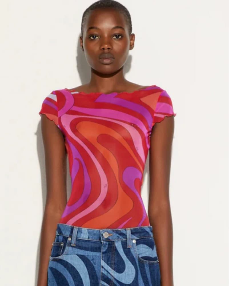 Pucci Marmo Print Tulle Top - Image 1