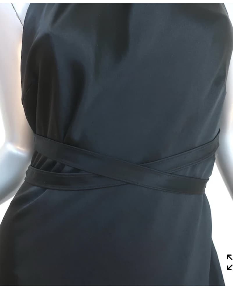 VERA WANG SEQUIN NECK GOWN BLACK SATIN S - Image 3