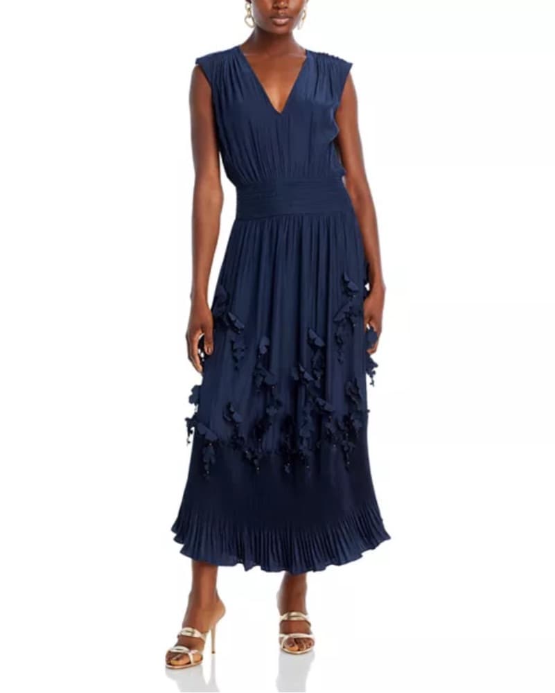 Elegant Navy Floral Midi Dress - Image 2