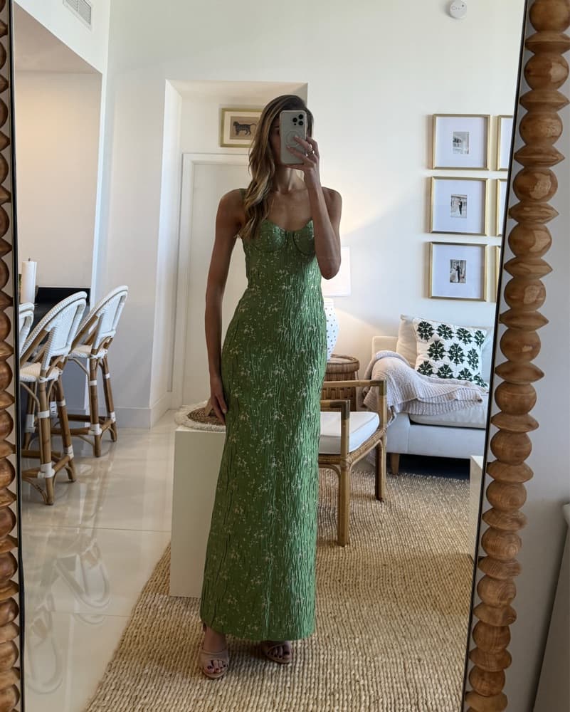 Montsand Brocade Bamboo Maxi Dress | | Green Bridesmaid Dress, Green Wedding Guest Dress - Image 2