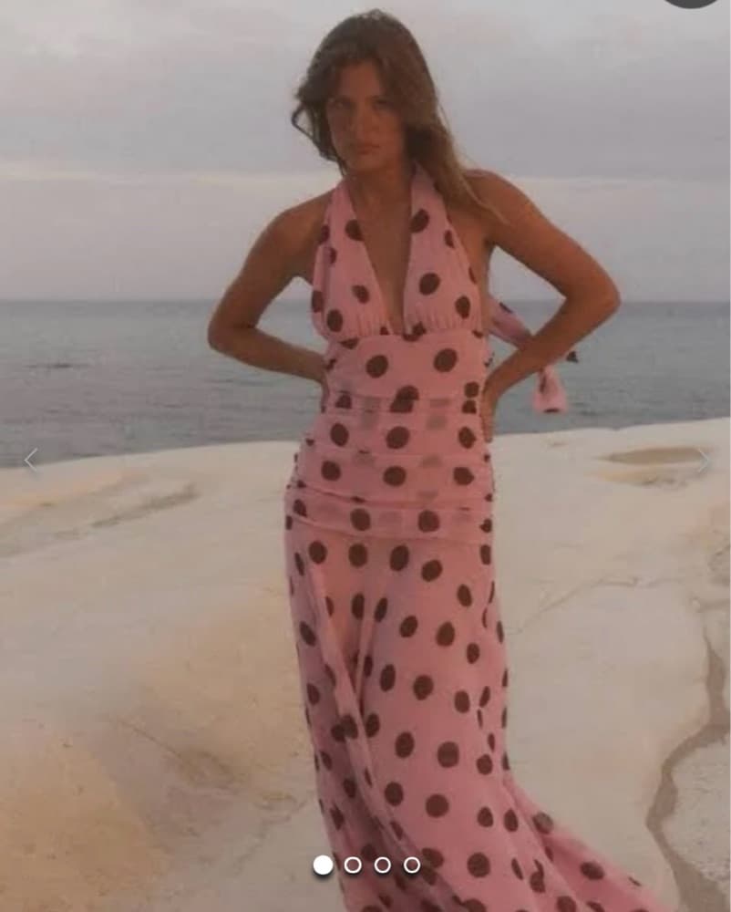 Zara pink & brown polka dot maxi dress - Image 2